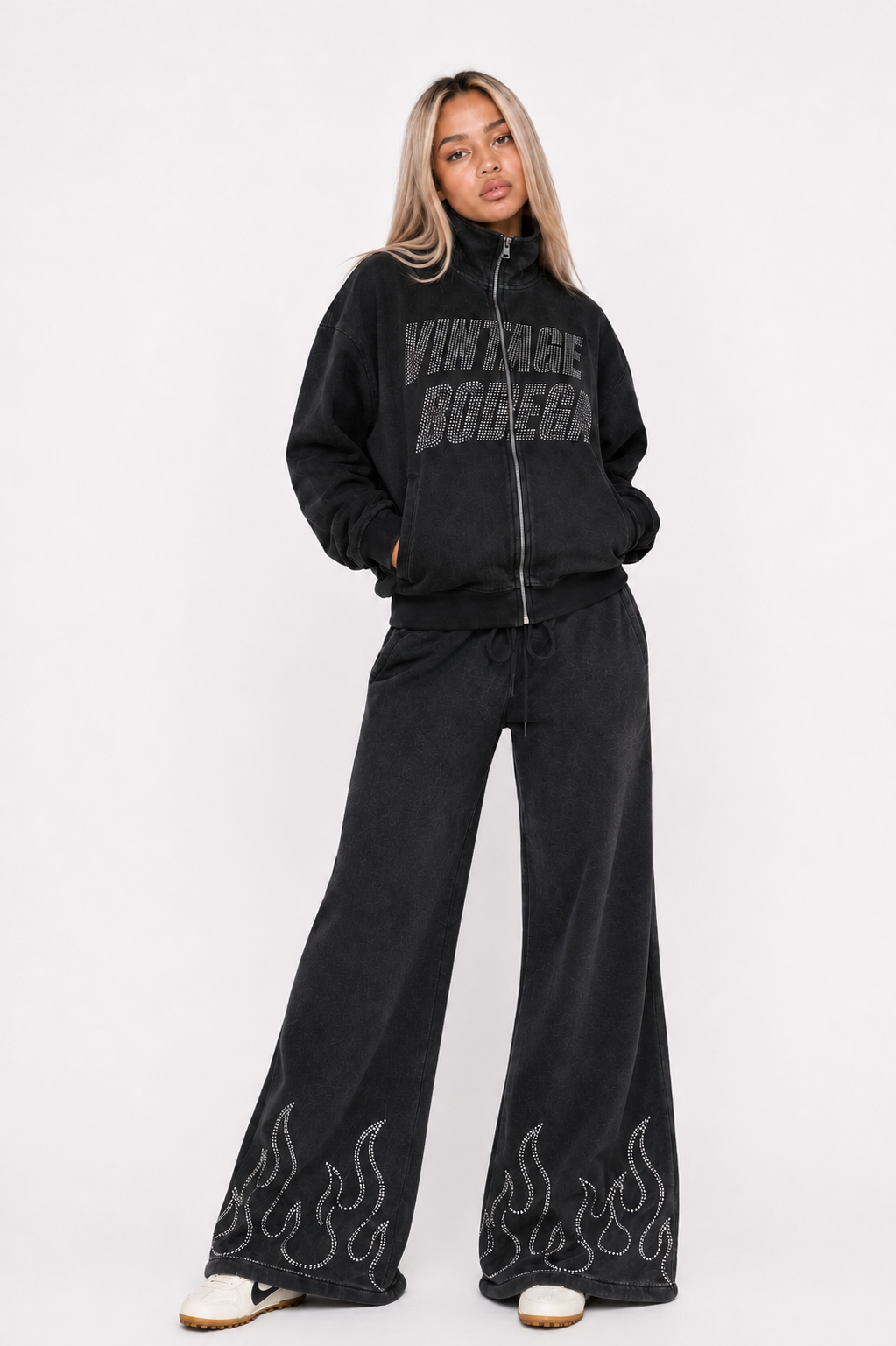 VB Flame Rhinestone Wide-Leg Pants